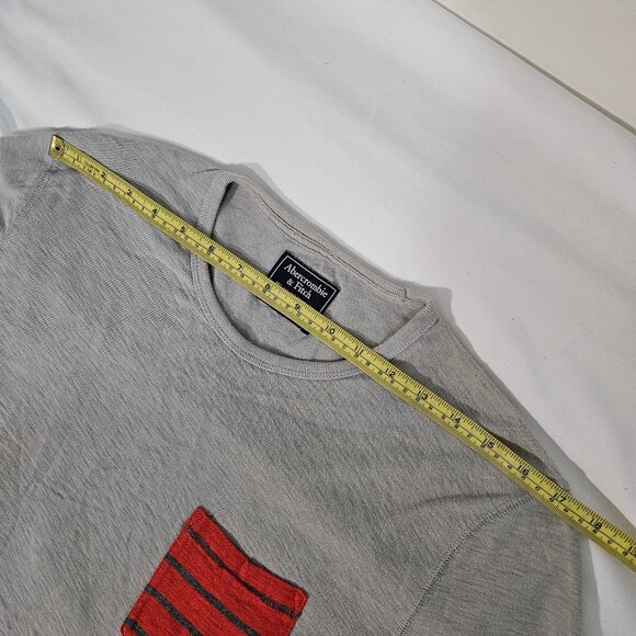 Abercrombie & Fitch - Men's Long-Sleeve Striped Pocket Tee Grey Medium - Picture 5 of 15